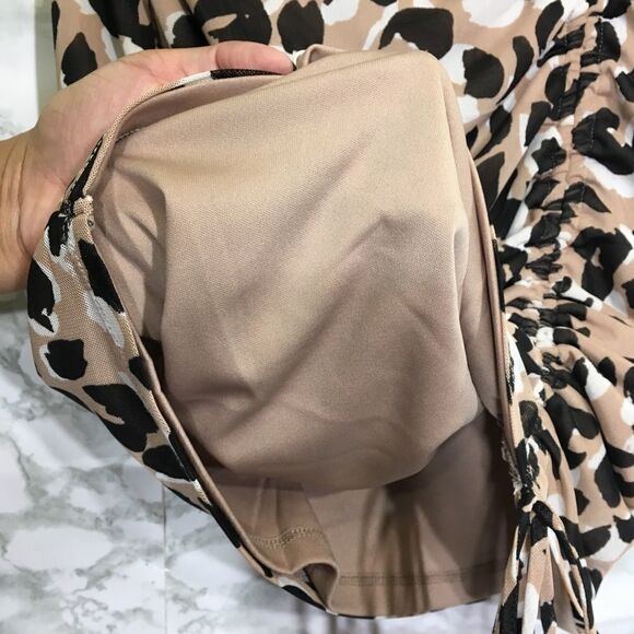 CALVIN KLEIN ANIMAL PRINT MOCK NECK TOP AND RUCHED MIDI SKIRT STRETCH SET M NWT - Picture 11 of 16